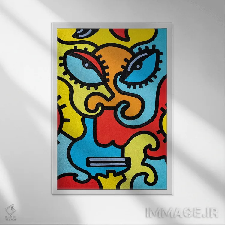 تابلو دکوراتیو نقاب شانگهای اثر بیلی آرتیست - نمای قابدار سفید