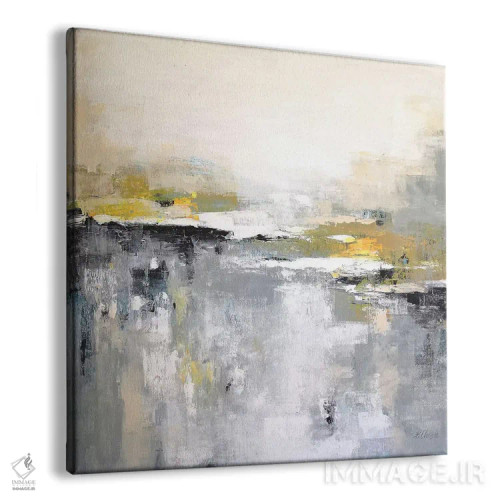 تابلو دکوراتیو هارمونی در خاکستری و زرد اثر رباورهاا کریستوا - نمای پرسپکتیو محصول