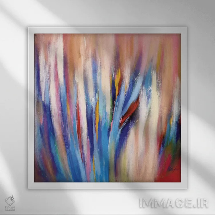 تابلو دکوراتیو باغ انتزاعی چهار اثر رباورهاا کریستوا - نمای قابدار سفید