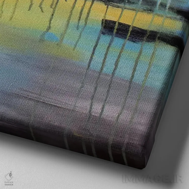 تابلو دکوراتیو حال و هوای بارانی اثر رباورهاا کریستوا - نمای نزدیک بافت بوم