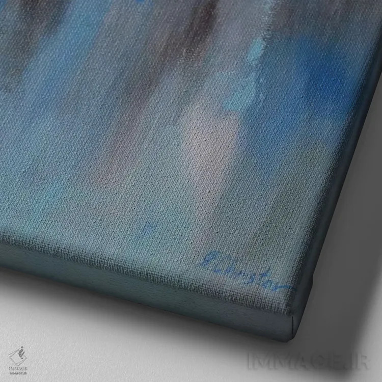 تابلو دکوراتیو آرمان شهر آبی اثر رباورهاا کریستوا - نمای نزدیک بافت بوم