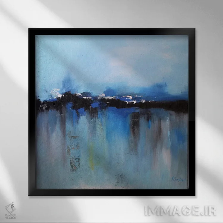 تابلو دکوراتیو آرمان شهر آبی اثر رباورهاا کریستوا - نمای قابدار مشکی