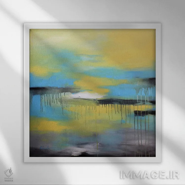 تابلو دکوراتیو حال و هوای بارانی اثر رباورهاا کریستوا - نمای قابدار سفید