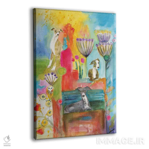 تابلو دکوراتیو گریهاندهای خیالباف اثر کانی کالم - نمای پرسپکتیو محصول