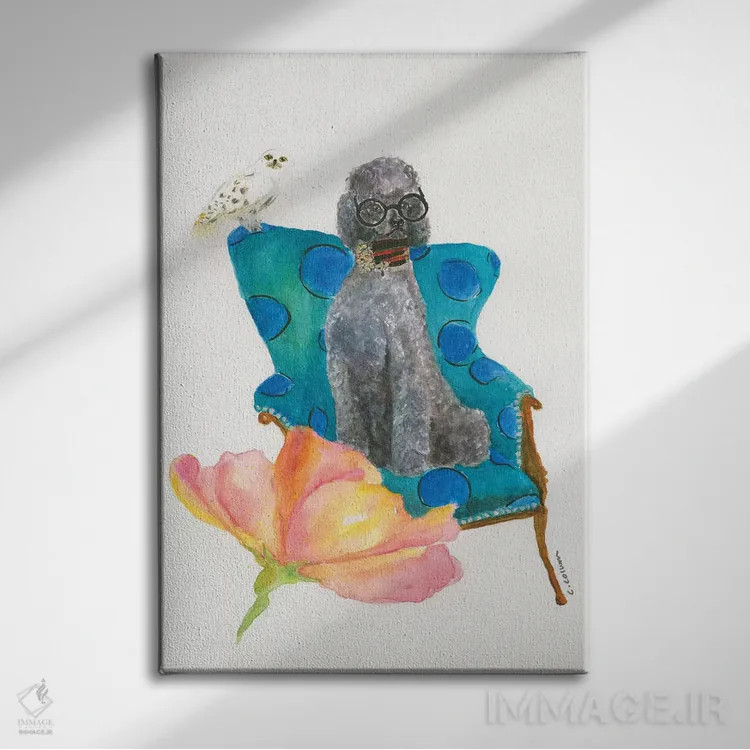 تابلو دکوراتیو پودل معجون عشق اثر کانی کالم - نمای روبهرو روی دیوار