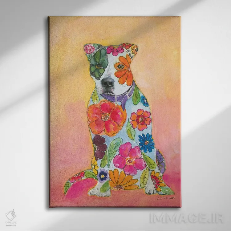 تابلو دکوراتیو پیت بول ها عشق هستند اثر کانی کالم - نمای روبهرو روی دیوار