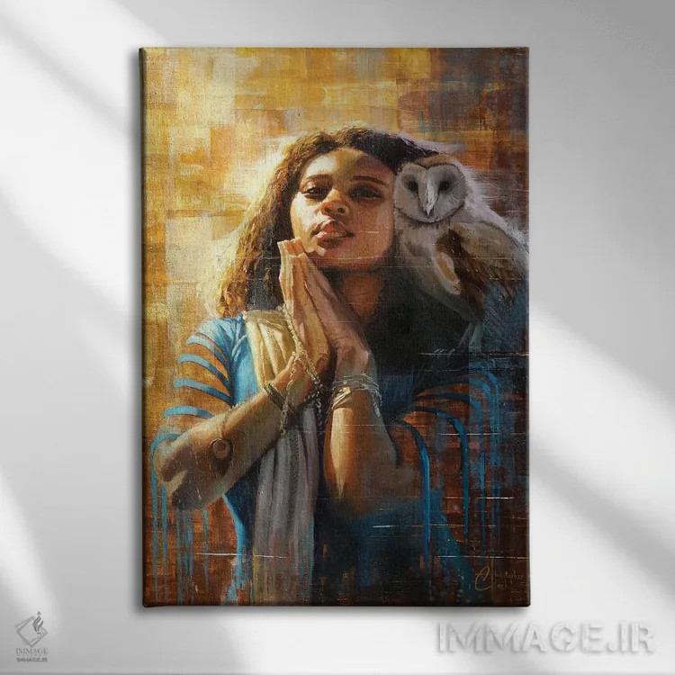 تابلو دکوراتیو الهه خرد اثر کریستوفر کلارک - نمای روبهرو روی دیوار