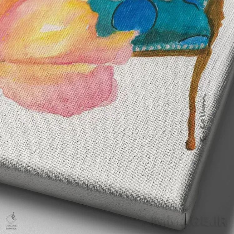 تابلو دکوراتیو پودل معجون عشق اثر کانی کالم - نمای نزدیک بافت بوم