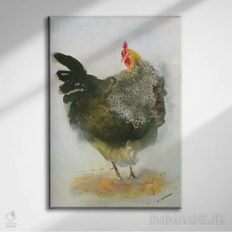 تابلو مدرن مرغ شماره ۱ اثر کانی کالم - نمای روبهرو روی دیوار