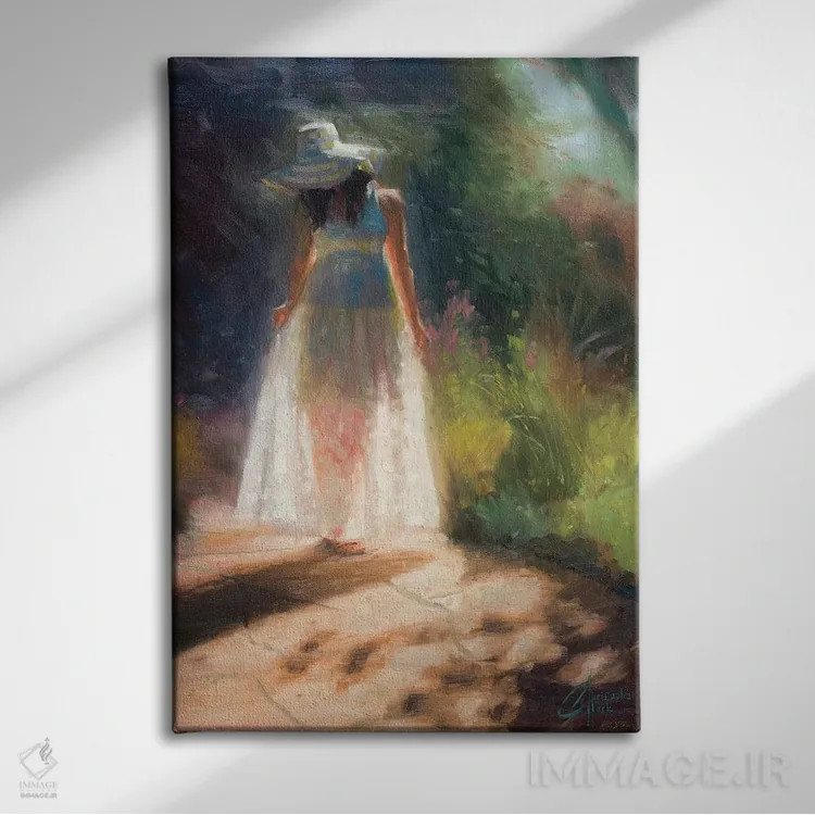 تابلو دکوراتیو قدم زدن در باغ اثر کریستوفر کلارک - نمای روبهرو روی دیوار