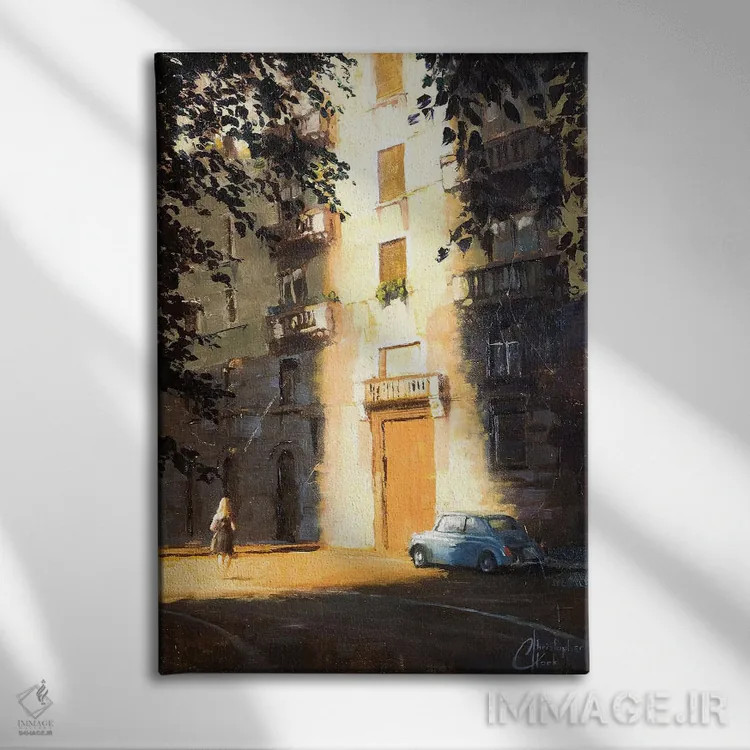 تابلو دکوراتیو میلان در سایه ها اثر کریستوفر کلارک - نمای روبهرو روی دیوار