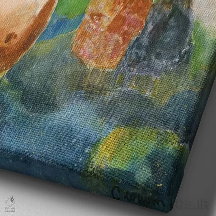 تابلو دکوراتیو بیایید دوست باشیم اثر کانی کالم - نمای نزدیک بافت بوم