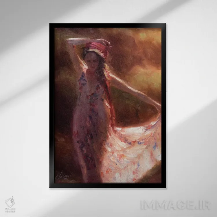 تابلو دکوراتیو روسری قرمز اثر کریستوفر کلارک - نمای قابدار مشکی