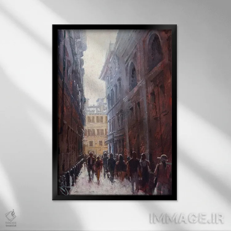 تابلو دکوراتیو کوچه رم II اثر کریستوفر کلارک - نمای قابدار مشکی