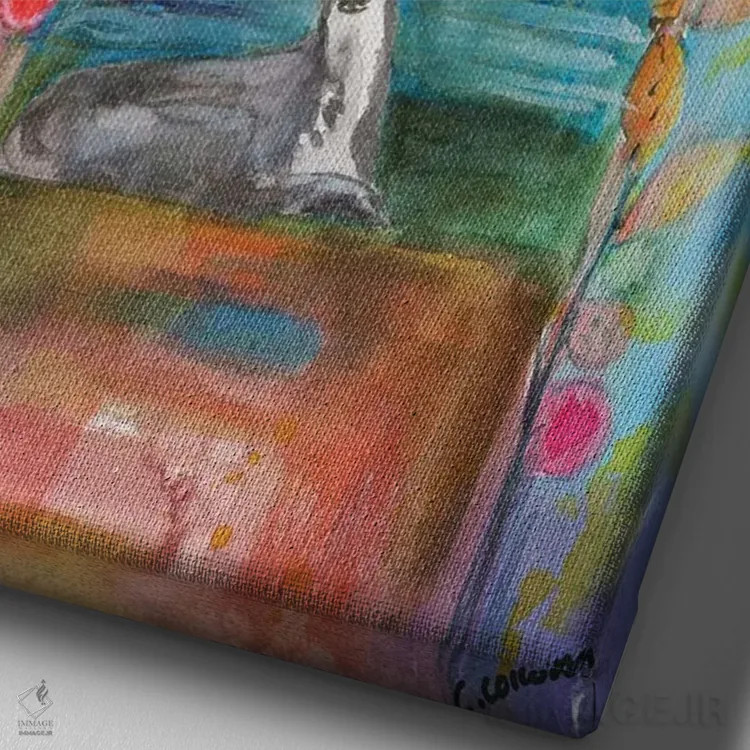 تابلو دکوراتیو گریهاندهای خیالباف اثر کانی کالم - نمای نزدیک بافت بوم