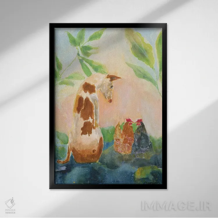 تابلو دکوراتیو بیایید دوست باشیم اثر کانی کالم - نمای قابدار مشکی