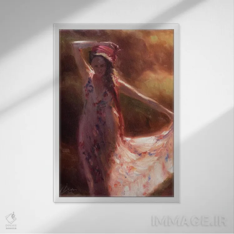 تابلو دکوراتیو روسری قرمز اثر کریستوفر کلارک - نمای قابدار سفید