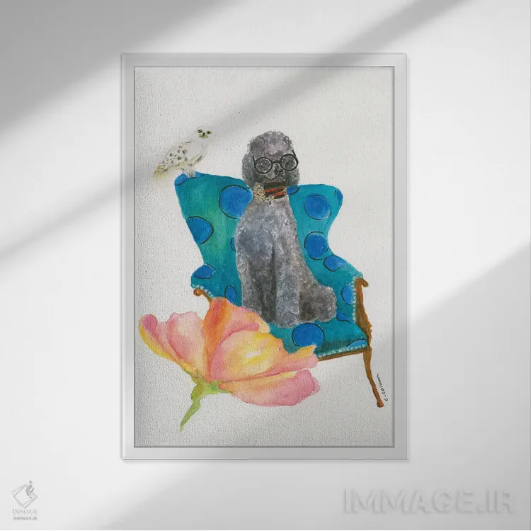 تابلو دکوراتیو پودل معجون عشق اثر کانی کالم - نمای قابدار سفید