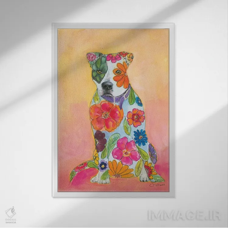 تابلو دکوراتیو پیت بول ها عشق هستند اثر کانی کالم - نمای قابدار سفید