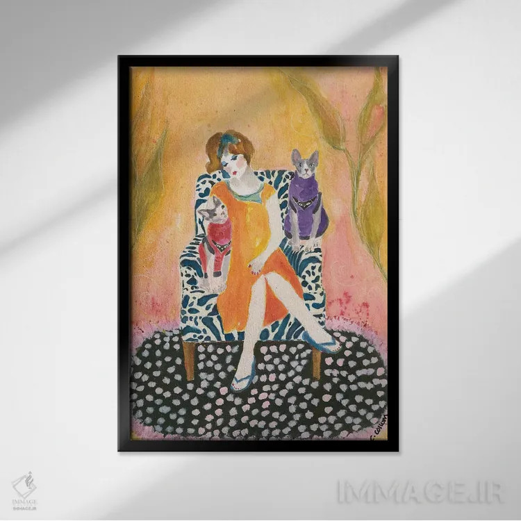 تابلو دکوراتیو بانوی اسفینکس اثر کانی کالم - نمای قابدار مشکی