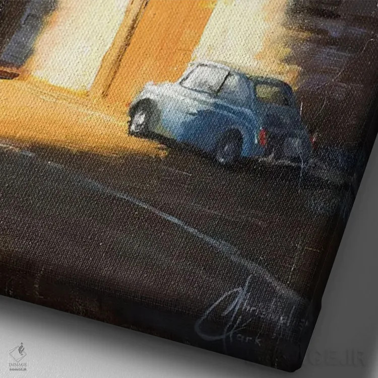 تابلو دکوراتیو میلان در سایه ها اثر کریستوفر کلارک - نمای نزدیک بافت بوم