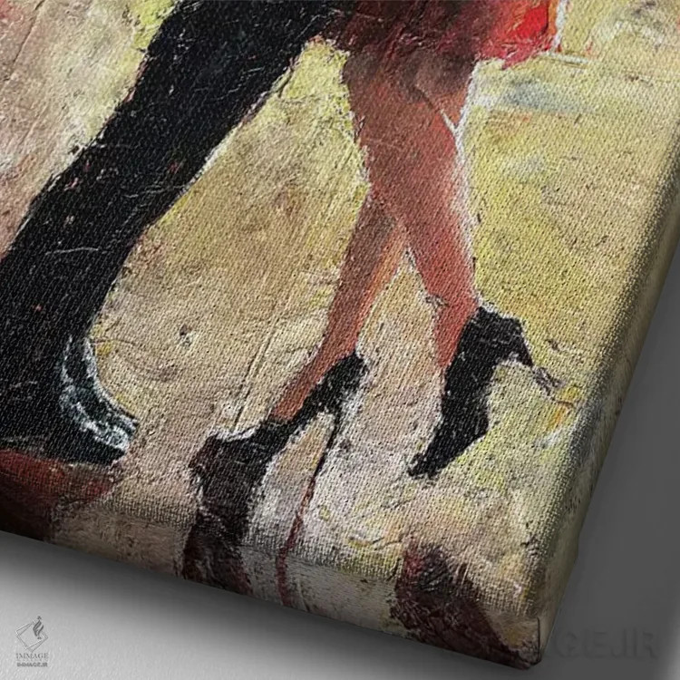 تابلو دکوراتیو رمانس چتر قرمز I اثر کریستوفر کلارک - نمای نزدیک بافت بوم