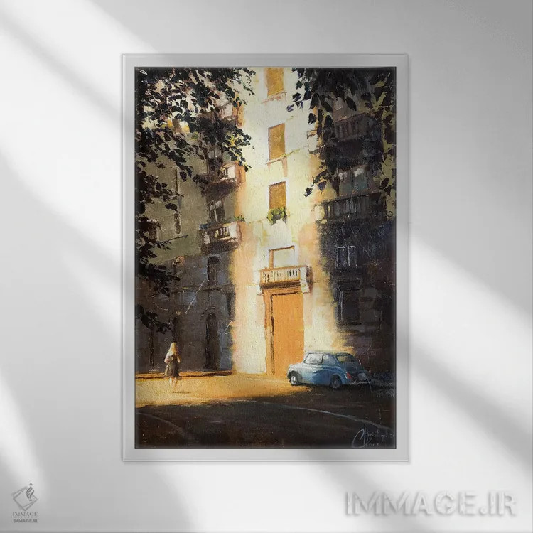 تابلو دکوراتیو میلان در سایه ها اثر کریستوفر کلارک - نمای قابدار سفید