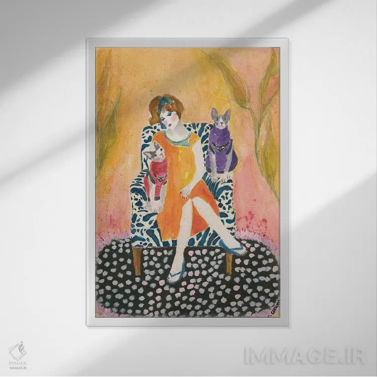 تابلو دکوراتیو بانوی اسفینکس اثر کانی کالم - نمای قابدار سفید