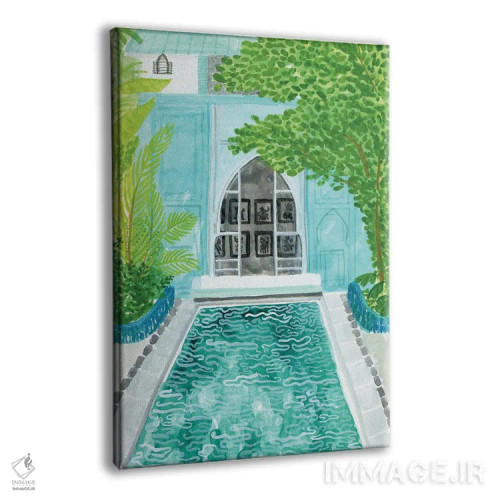 تابلو دکوراتیو ریاض آبی اثر کارولین چسیا - نمای پرسپکتیو محصول