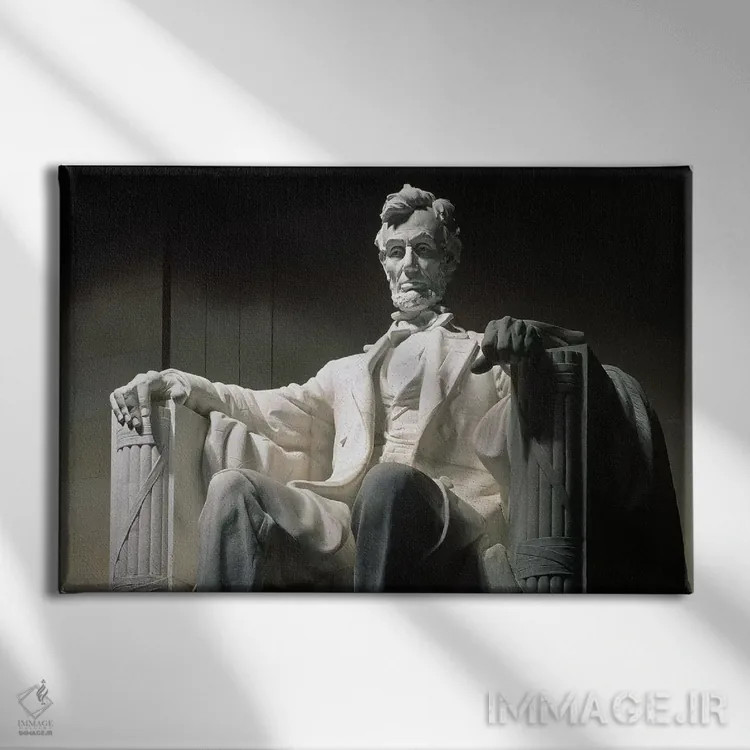 تابلو دکوراتیو یادبود لینکلن: تندیس اثر دنیل چستر فرنچ - نمای روبهرو روی دیوار