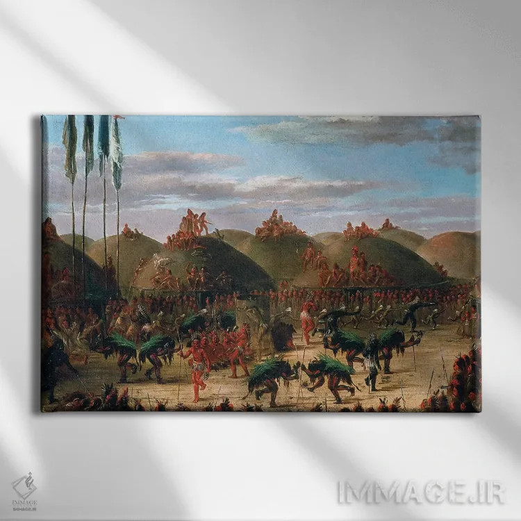 تابلو دکوراتیو 1832,رقص گاو مندانی، ۱۸۳۲ اثر جورج کت لین - نمای روبهرو روی دیوار