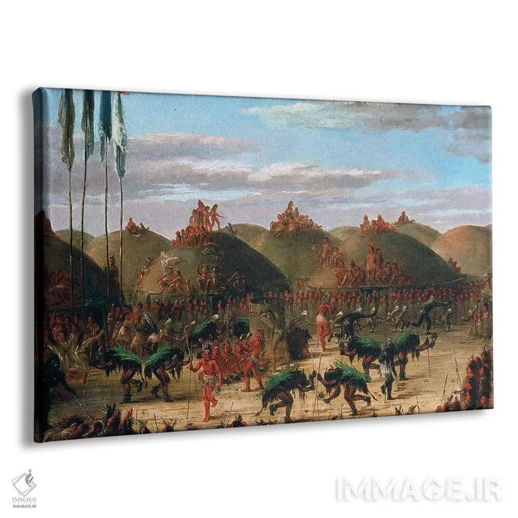 تابلو دکوراتیو 1832,رقص گاو مندانی، ۱۸۳۲ اثر جورج کت لین - نمای پرسپکتیو محصول