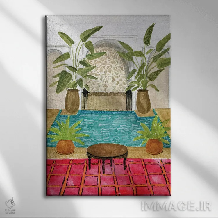 تابلو دکوراتیو ریاض قرمز اثر کارولین چسیا - نمای روبهرو روی دیوار