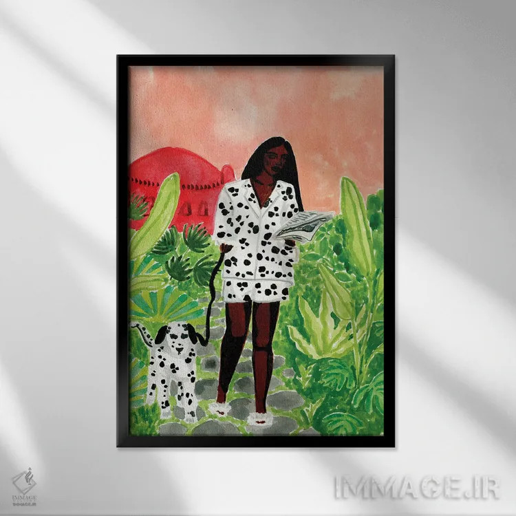 تابلو دکوراتیو دالماتین ها اثر کارولین چسیا - نمای قابدار مشکی