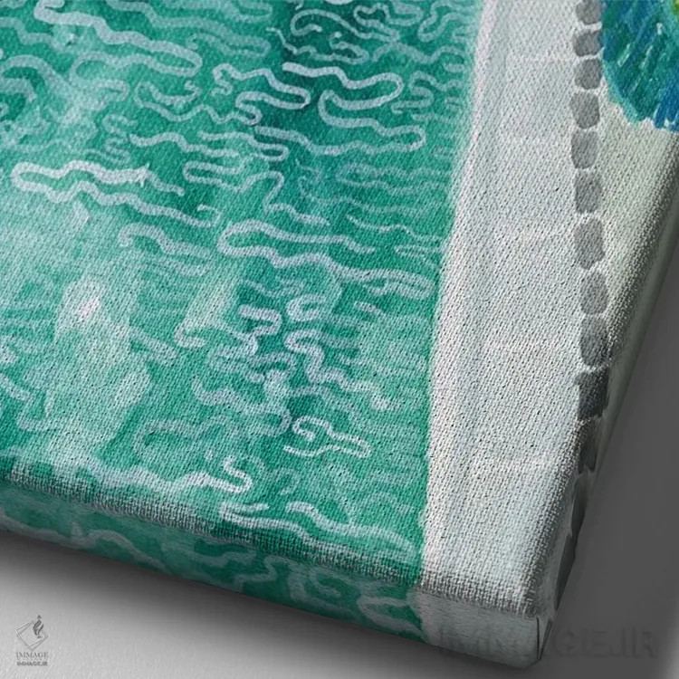 تابلو دکوراتیو ریاض آبی اثر کارولین چسیا - نمای نزدیک بافت بوم