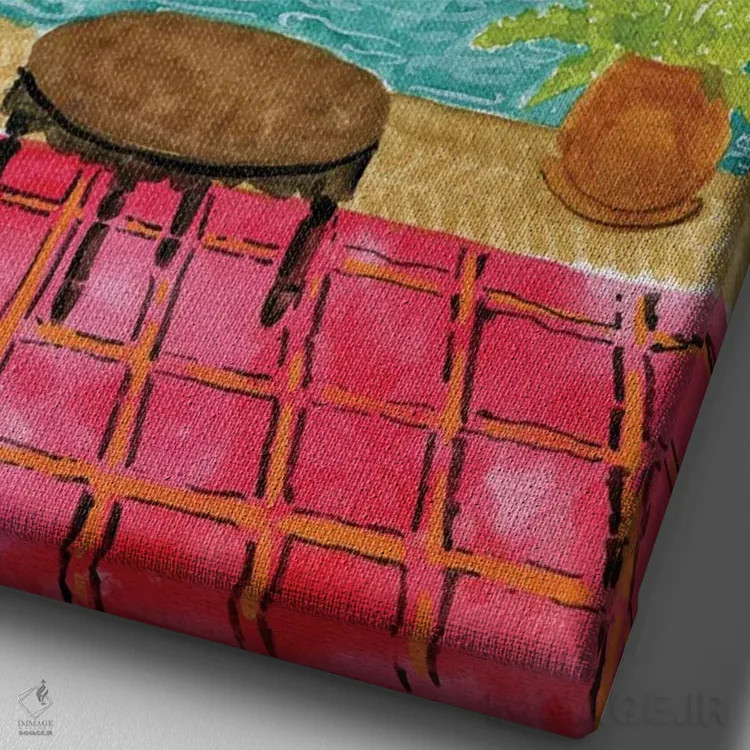 تابلو دکوراتیو ریاض قرمز اثر کارولین چسیا - نمای نزدیک بافت بوم