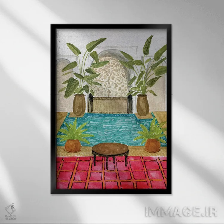 تابلو دکوراتیو ریاض قرمز اثر کارولین چسیا - نمای قابدار مشکی