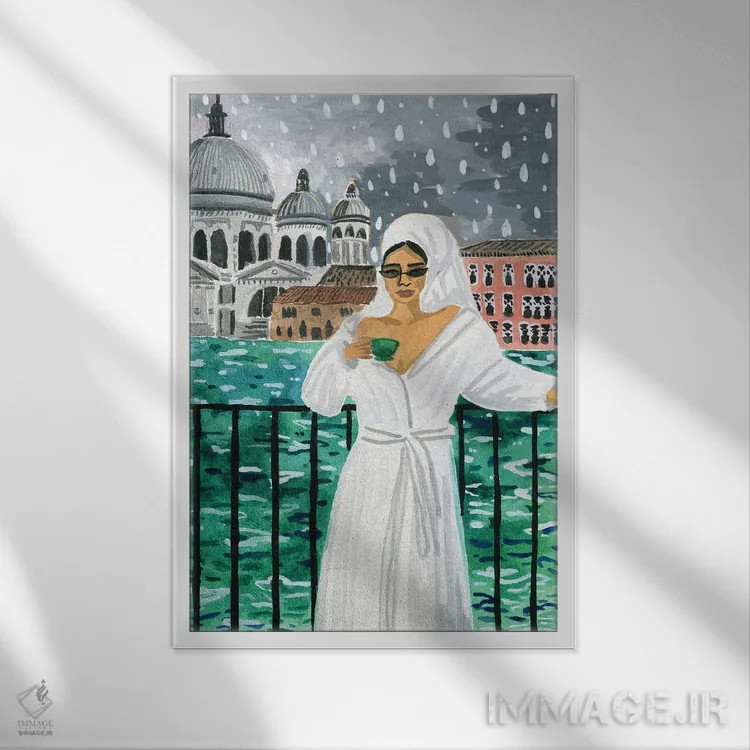 تابلو دکوراتیو وقتی در ونیز هستی اثر کارولین چسیا - نمای قابدار سفید