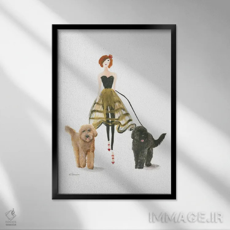 تابلو دکوراتیو پیاده روی عصرگاهی اثر کانی کالم - نمای قابدار مشکی