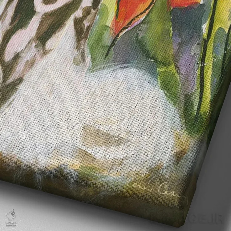 تابلو دکوراتیو زویی در میان لیلیوم ها اثر کانی کالم - نمای نزدیک بافت بوم