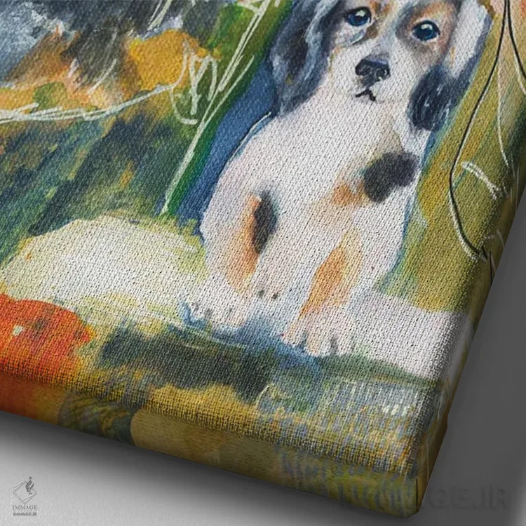 تابلو دکوراتیو باغ داششوند اثر کانی کالم - نمای نزدیک بافت بوم