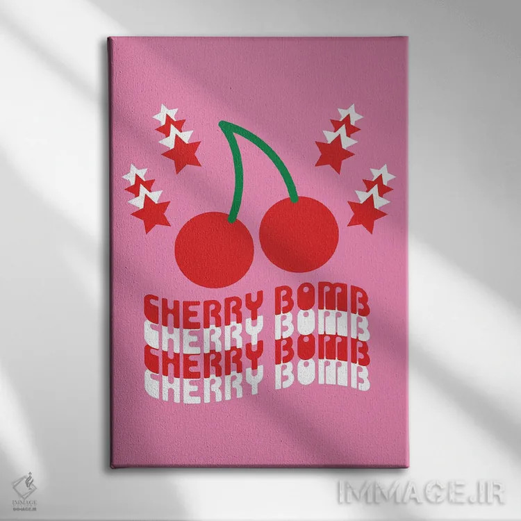 تابلو دکوراتیو بمب گیلاس اثر دیزاینز سرکا ۷۸ - نمای روبهرو روی دیوار