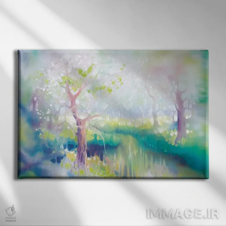 تابلو دکوراتیو چمنزار کنار رودخانه اثر گیل بوستامانته - نمای روبهرو روی دیوار