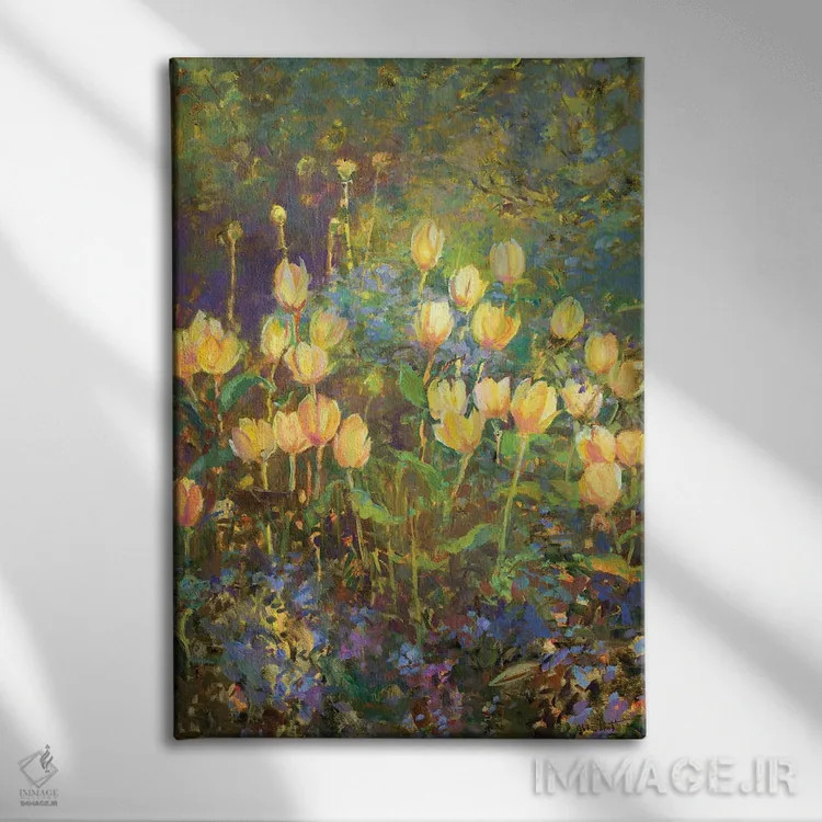 تابلو دکوراتیو لاله ها اثر کترین ام الیوت - نمای روبهرو روی دیوار