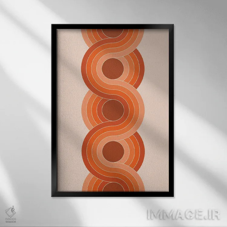 تابلو انتزاعی زنجیره صخره سرخ اثر دیزاینز سرکا ۷۸ - نمای قابدار مشکی