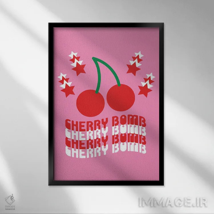 تابلو دکوراتیو بمب گیلاس اثر دیزاینز سرکا ۷۸ - نمای قابدار مشکی