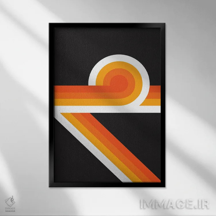 تابلو انتزاعی حلقه زن شعله اثر دیزاینز سرکا ۷۸ - نمای قابدار مشکی