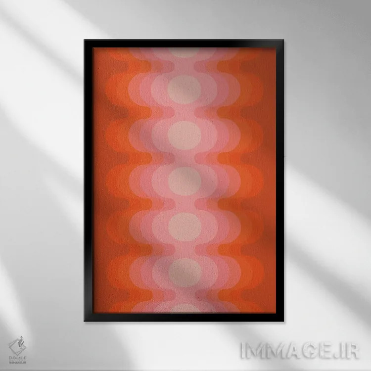 تابلو انتزاعی پژواک بیرونی توت فرنگی اثر دیزاینز سرکا ۷۸ - نمای قابدار مشکی