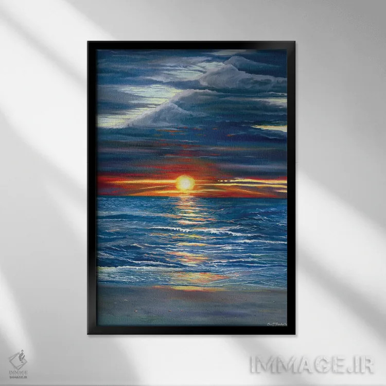 تابلو دکوراتیو غروب ناپل اثر کرتیس فانک - نمای قابدار مشکی