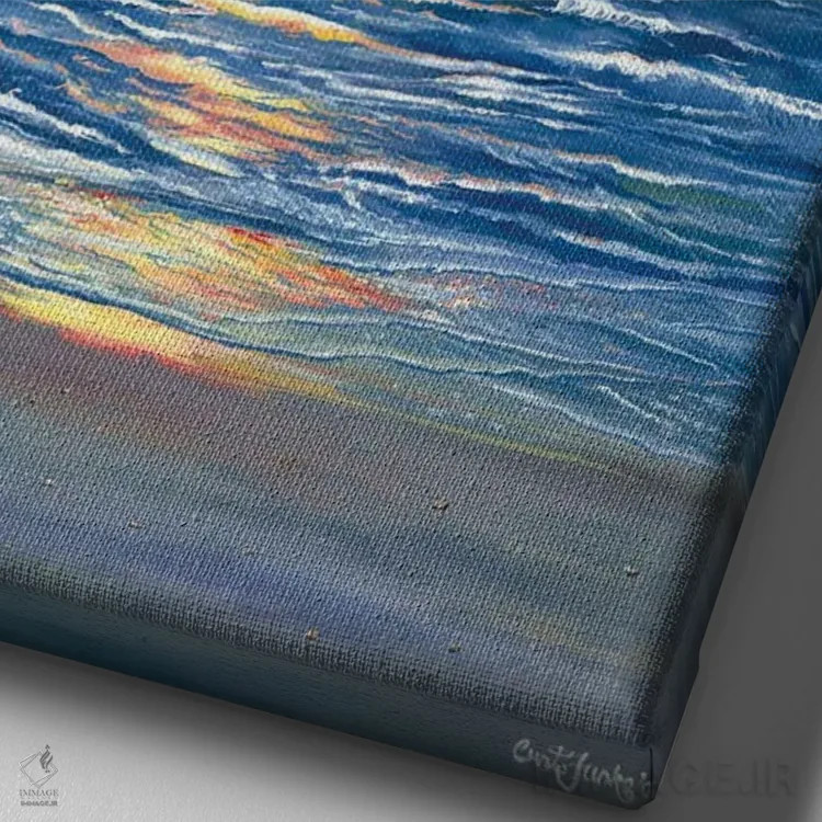 تابلو دکوراتیو غروب ناپل اثر کرتیس فانک - نمای نزدیک بافت بوم